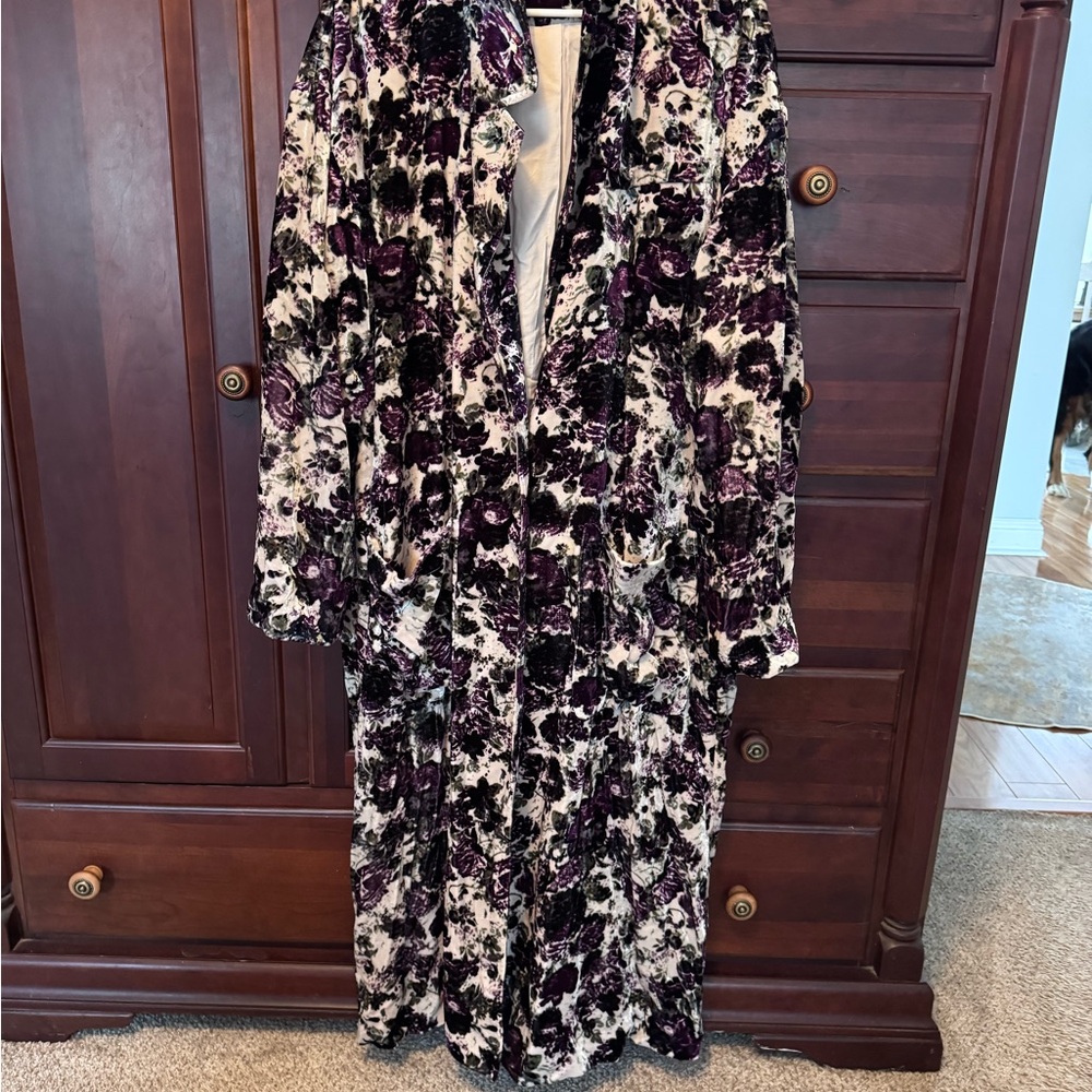 Free People Velvet Purple Floral Coat - Picture 7 of 7